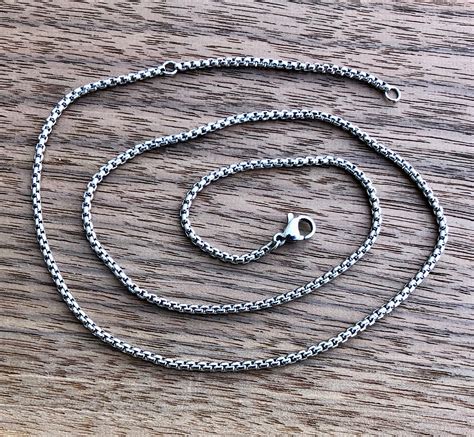 stainless steel box chain necklace 1.5 mm|Black Bow Jewelry 1.5mm Stainless Steel Box Chain Necklace.